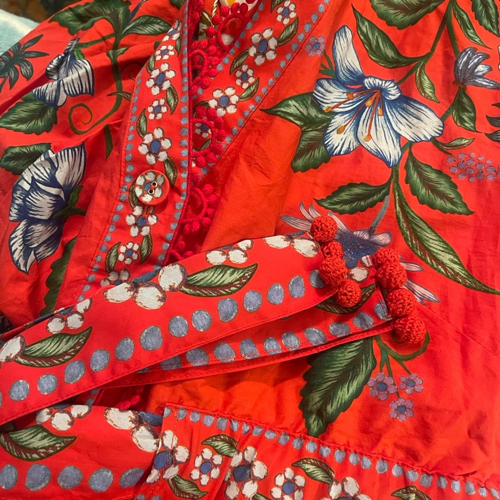 Red Sweet Bloom Bouquet Organic Cotton Romper - Picture 2 of 5